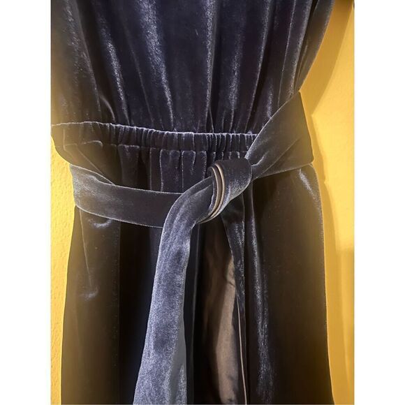 Vineyard Vines Size XS Bow Waist Velvet Romper Dark Blue Holiday Cocktail Party - Picture 8 of 12